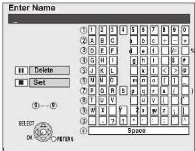 Enter Name Delete Set 1 2 3 4 5 6 7 8 9 0 2 A B C b b c + - * 3 D E F d e f i p 4 G H I g h i $ # 5 J K L k l < > # 6 M N O m n o [ ] 7 P Q R S p q r s ( ) 8 T U V u v [ ] 9 W X Y z x y z / 0 . ? ! * : : * Space OK RETURN