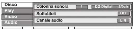 Disco Play Video Audio Colonna sonora 1 DD Digital 2/0ch Sottotitoli OFF Canale audio L R