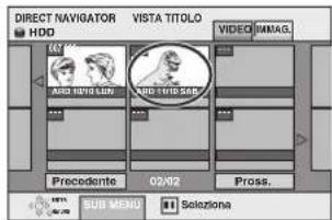 DIRECT NAVIGATOR VISTA TITOLO HDD VIDEO MINAG. ADD NAVA LOW ADD TIME SUB Precedente 02/02 Pross. SUB MENU Selezione
