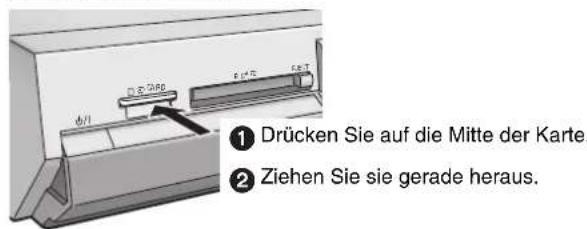 Drücken Sie auf die Mitte der Karte. Ziehen Sie sie gerade heraus.