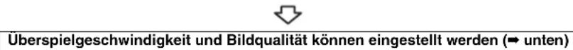 Überspielgeschwindigkeit und Bildqualität können eingestellt werden (→ unten)