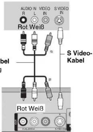 AUDIO IN R L VIDEO IN S VIDEO IN Rot Weiß S Video- Kabel Rot Weiß AUDIO S V8000