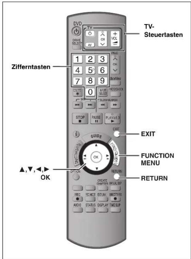 DVD DRIVE SELECT TV CH VOL AY 1 2 3 4 5° 6 7 8 9 Zifferntasten 1 2 3 4 5° 6 7 8 9 CREATE * SK 0 A-UT SELECT BLOW SEARCH STOP PAUSE H PLAYX1.3 EXIT GUIDE FUNCTION MENU OK OPTION CREATE CHAPTER MODEL 507 REC REMODE RETURN OBJECTIVE AUDIO STATUS DISPLAY TIME SLIP TV- Steuertasten ▲,▼,◀,▲,▼,◀,▲,▼,◀,▲,▼,◀,▲,▼,◀,▲,▼,◀,▲,▼,◀,▲,▼,◀,▲,▼,◀,▲,▼,◀,▲,▼,◀,▲,▼,◀,▲,▼,◀,▲,▼,◀,▲,▼,◀,▲,▼,◀,▲,▼,◀,▲,▼