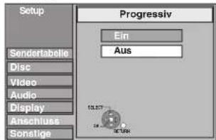 Setup Senderlabelle Disc Video Audio Display Anschluss Sonstige Progressiv Ein Aus 10.007 10.008