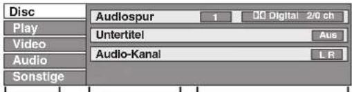 Disc Play Video Audio Sonstige Audlospur 1 Digital 2/0 ch Untertitel Aus Audio-Kanal L R