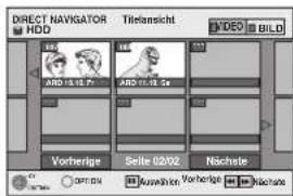 DIRECT NAVIGATOR HDD Titleansicht VIDEO BILD Vorherige Selle 02/02 Nachste Vorherige Vorherige Nachste