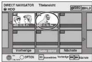 DIRECT NAVIGATOR HDD Titelansicht VIDEO BILD AMD 10.16. Fr AMD 11.16. 3u Vorherige Seite 02/02. Nächste OPTION Jasserten, Vorherige Nächste