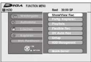 DIGA FUNCTION MENU HOD Host: Miohergote AutoStop Kipolar Home. Host Host: Miohergote Host: Miohergote Host: Miohergote Host: Miohergote Host: Miohergote Host: Miohergote Host: Miohergote Host: Miohergote Host: Miohergote Host: Miohergote Host: Miohergote Host: Miohergote Host: Miohergote Host: Host 30:00 SP ShowView Rec Fingk Koppleren Playfile Flexible Rec DV Auto Rec Setup HOD Management Music Sensor