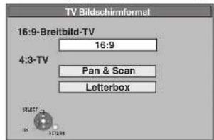TV Bildschirmformat 16:9-Breitbild-TV 16:9 4:3-TV Pan & Scan Letterbox