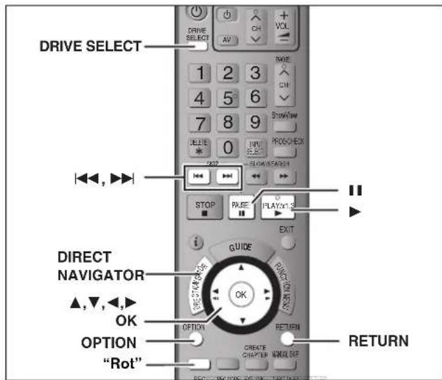 DRIVE SELECT 1 2 3 4 5 6 7 8 9 DELETE 0 STOP RACE PLAYING EXIT DIRECT NAVIGATOR ▲,▼,◄,► OK OPTION "Rot" CREATE CHAPTER WHOLE OFF RETURN