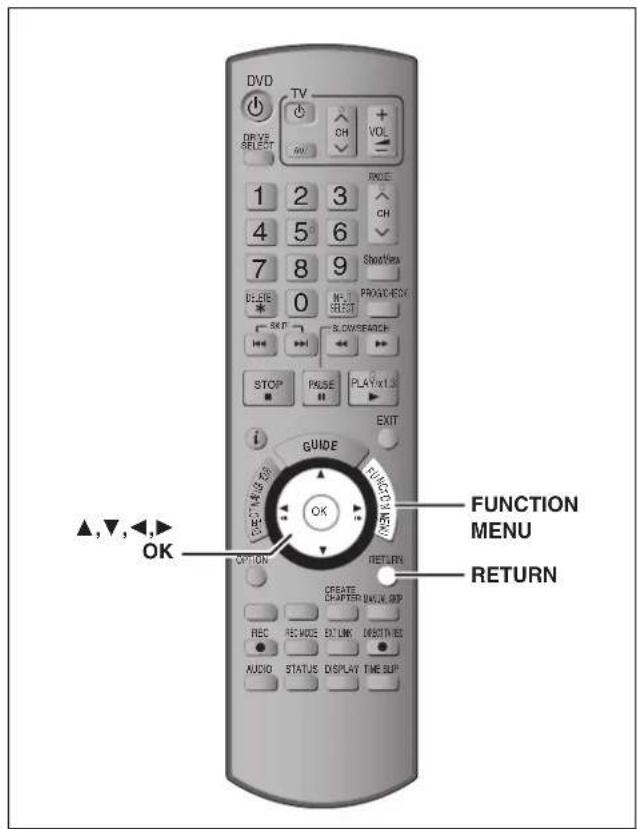 DVD TV DRIVE SELECT 1 2 3 4 5 6 7 8 9 DELETE 0 SKIP SLOWSHATCH STOP PULSE PLAYOUT EXIT GUIDE FUNCTION MENU OK OPTION RETURN CREATE CHAPTER NAME, CHIP REC RE MODE EXT LINK DEBIT IN REC AUDIO STATUS DISPLAY TIME SUP FUNCTION MENU RETURN