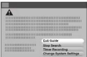 Exit Guide Stop Search Timer Recording Change System Settings
