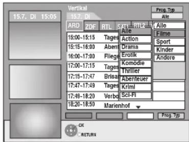 15.7. DI 15:05 15.7. DI ARD ZDF RTL SATS RTL2 Alle 15:00-15:15 Tages Action Sport 15:15-16:00 Abent Drama Kinder 16:00-17:00 Fliege Erolik Andore 17:00-17:15 Tages Komödie Thriller 17:15-17:47 Brisal Abenteuer 17:47-17:49 Tages Kriml 17:49-18:20 Verbd Sci-Fi 18:20-18:50 Marienhof Prog. Top Alle Prog. Top CK RETURN