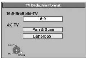 TV Bildschirmformat 16:9-Breitbild-TV 16:9 4:3-TV Pan & Scan Letterbox