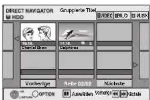 DIRECT NAVIGATOR Grupplierte Titel HDD VIDEO BUILD MASK Charcoal Show Cophires Vorherige Selto 02/02 Nächste OPTION AuserBahlen Vorherige Verjahre