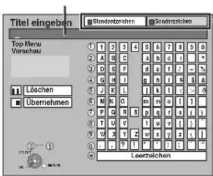 Titel eingeben Top Menu Vorschau Löschen Übernehmen Standardzeichen Sonderzeichen Leuergelchen
