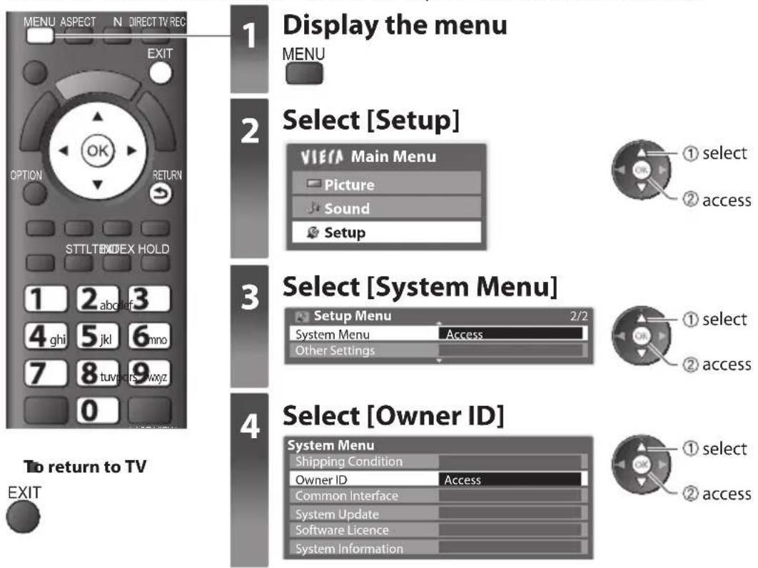 PANASONIC TX-P50U30B - Owner ID - 1