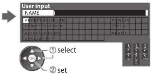 PANASONIC TX-P50U30B - Select the item (NAME / HOUSE NO / POSTCODE) and set characters - 2