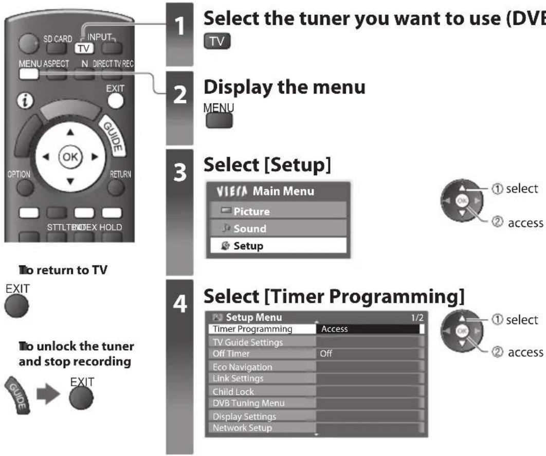 PANASONIC TX-P50U30B - Timer Programming from Menu - 1