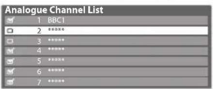 PANASONIC TX-P50U30B - Skip unwanted Analogue channels, Edit Analogue channels [Channel List] - 1