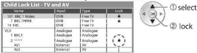 PANASONIC TX-P50GT30B - Control channel audience [Child Lock] - 2