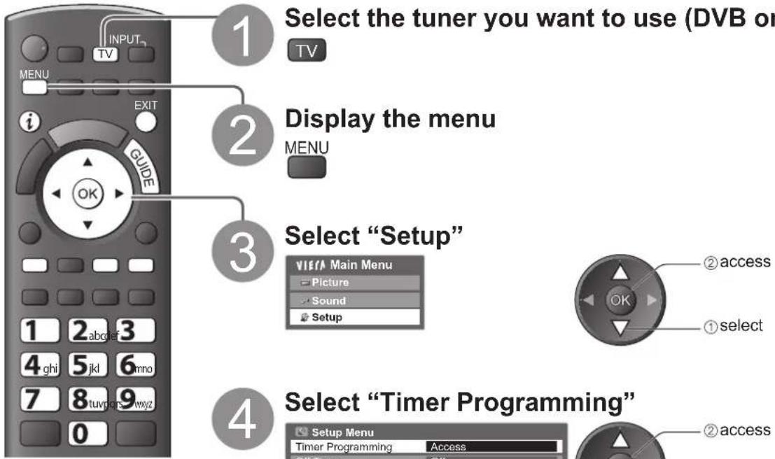 PANASONIC TX-P50C2B - Timer Programming from Menu - 1