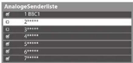 PANASONIC TX-P46GTF32 - Sie können unerwünschte analoge Sender überspringen und analoge Sender bearbeiten [Senderliste] - 1