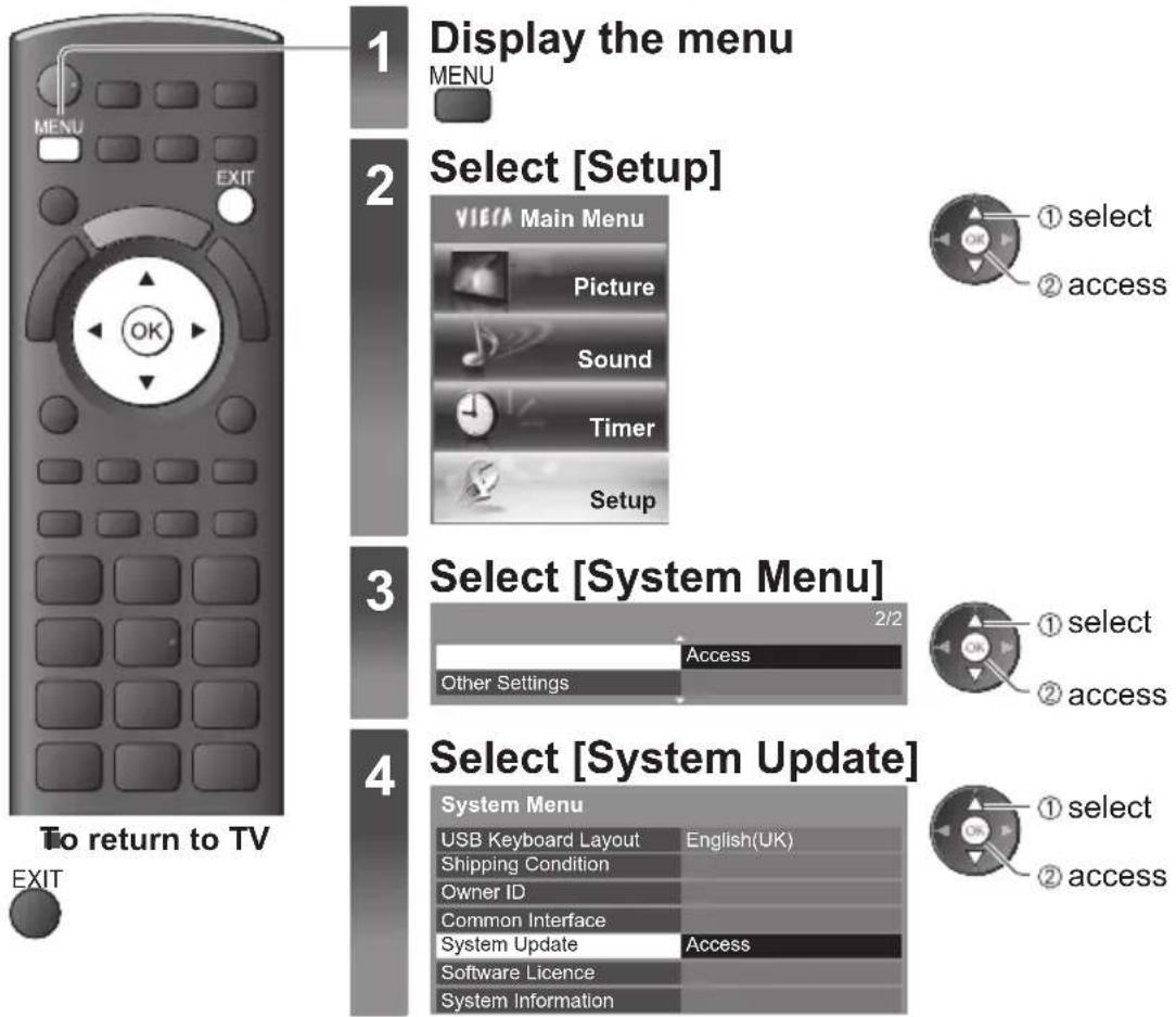 PANASONIC TX-P42S31B - Updating the TV Software - 3
