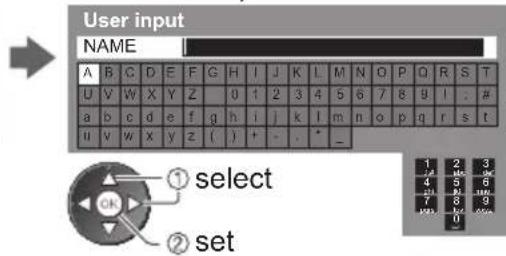 PANASONIC TX-P42S31B - Select the item (NAME / HOUSE NO / POSTCODE) and set characters - 2