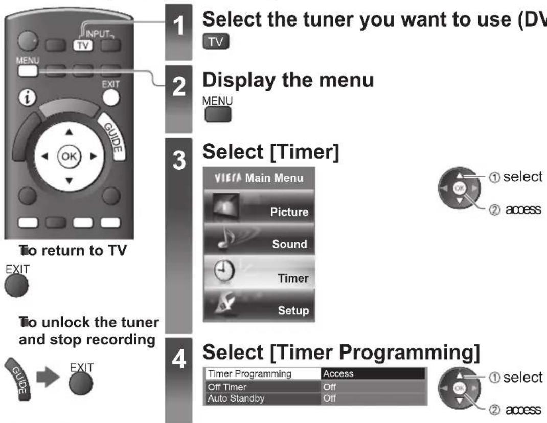 PANASONIC TX-P42S31B - Timer Programming from Menu - 1