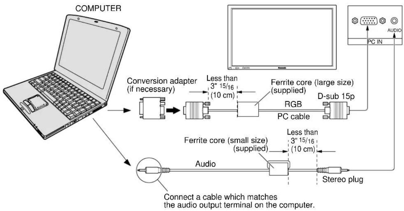 PANASONIC TH-42PWD5BX - PC Input Terminals connection - 1