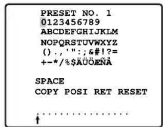 PANASONIC WV-CS320 - Ändern einer editierten Preset-IDC INT
WHITE BAL ATW ""
AF MODE MANUAL
RET SPECIAL "" - 1