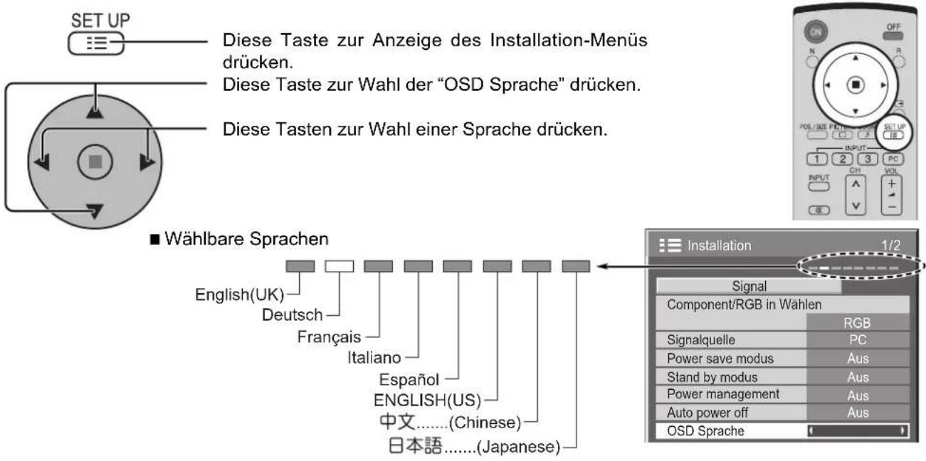 PANASONIC TH-103PF10EK - Wahl der Menüsprache für die Bildschirmanzeige - 1