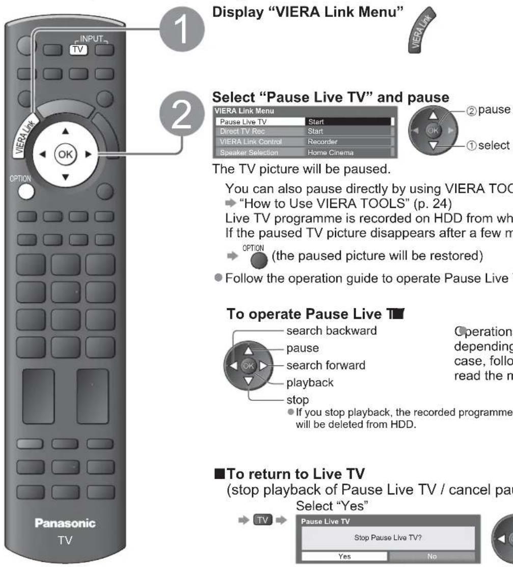 PANASONIC Viera TX-L42U2L - Pause Live TV programme Pause Live TV - 1