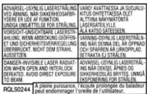 PANASONIC SL-SV550 - LUOKAN 1 LASERLAITE KLASS 1 LASER APPARAT - 1