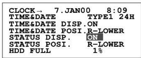 PANASONIC WJ-HD100 - - Statusdisplay 005 STATUS DISP. - 1