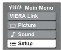 PANASONIC Viera TX-32LZD80 - Select "Setup" - 1
