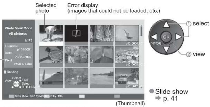 PANASONIC Viera TX-32LZD80 - Select the photo to be viewed - 1
