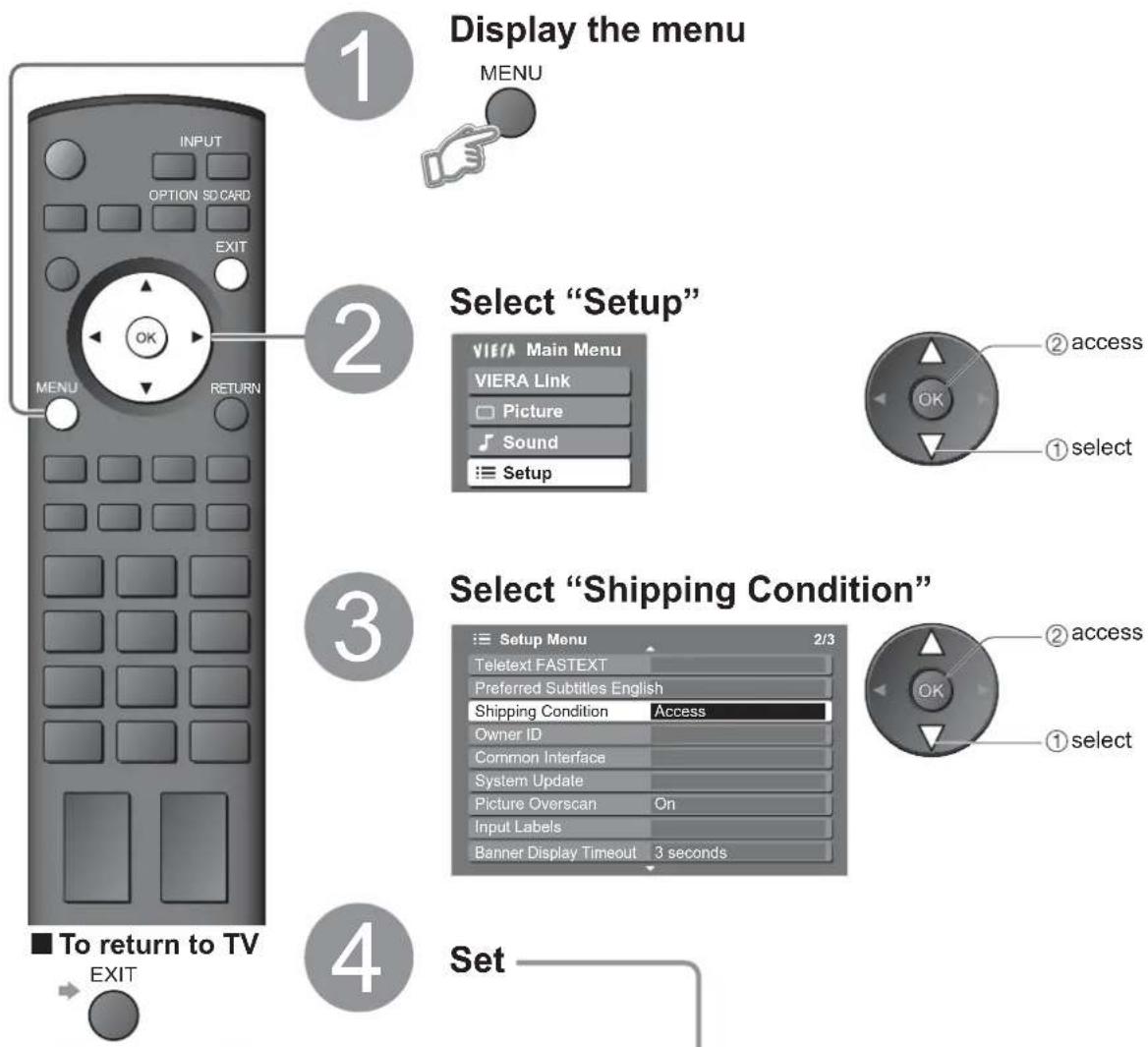 PANASONIC Viera TX-32LZD80 - Restore Settings - 1