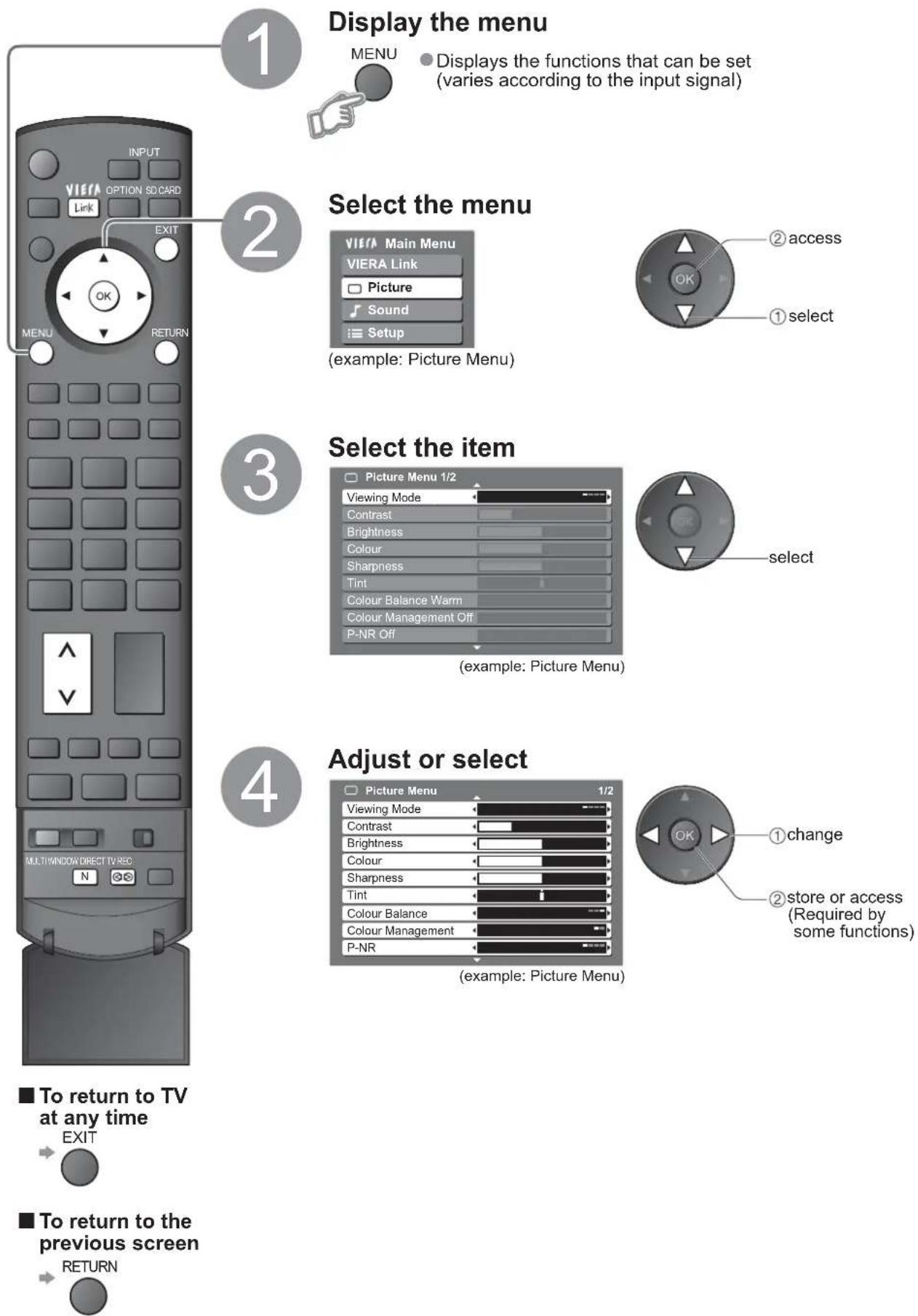 PANASONIC Viera TX-32LZD80 - How to Use Menu Functions - 1
