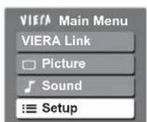 PANASONIC Viera TX-32LZD80 - Select "Setup" - 1