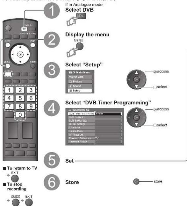 PANASONIC Viera TX-32LXD700 - Timer Programming from Menu - 1