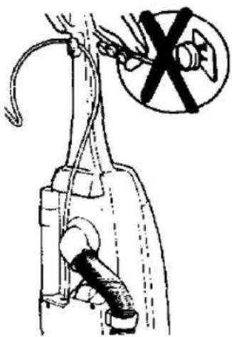 Diagramm einer mechanischen Vorrichtung mit einer Hand, die einen Haken hält, und einem kreisförmigen Symbol mit einem Kreuz (kein Text oder Beschriftungen)