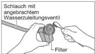 Schlauch mit angebrachtem Wasserzuleitungsventil Filter