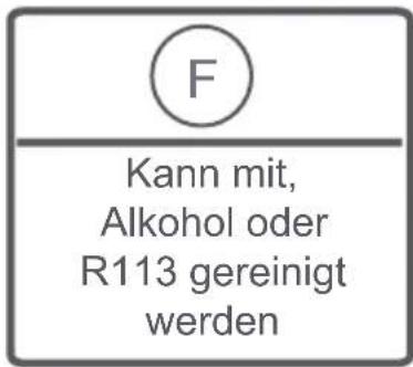F Kann mit, Alkohol oder R113 gereinigt werden