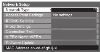 PANASONIC Viera TX-L37D28BWA - Network settings for the Wireless LAN connection - 1