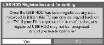 PANASONIC Viera TX-L37D28BWA - Select the USB HDD for recording and start registration / setup - 3