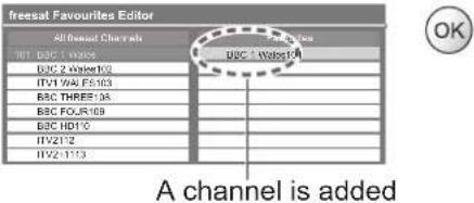 PANASONIC Viera TX-L37D28BWA - List favourite freesat channels Favourites Edit - 2