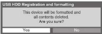 PANASONIC Viera TX-L37D28BWA - Select the USB HDD for recording and start registration / setup - 7