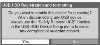PANASONIC Viera TX-L37D28BWA - Select the USB HDD for recording and start registration / setup - 13